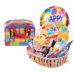 Gourmet Basket with Happy Birthday Balloon by Kids Combos