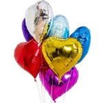 5 Mix Color Heart Shape Foil Balloons gift delivery in Pakistan