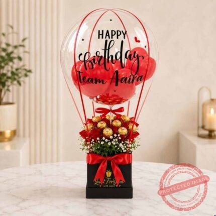 Red Theme Floral Balloon gift delivery in Pakistan