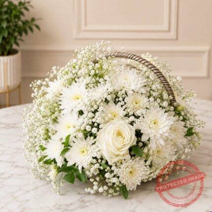 White Theme Imported Flowers gift delivery in Pakistan