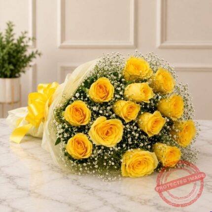 Yellow Imported Roses Bunch gift delivery in Pakistan