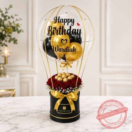 Gold Love Floral Balloon gift delivery in Pakistan