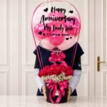Dark Pink Theme Floral Balloon gift delivery in Pakistan
