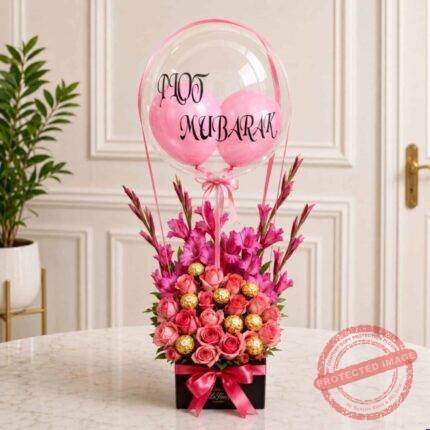 Pink Theme Floral Balloon gift delivery in Pakistan