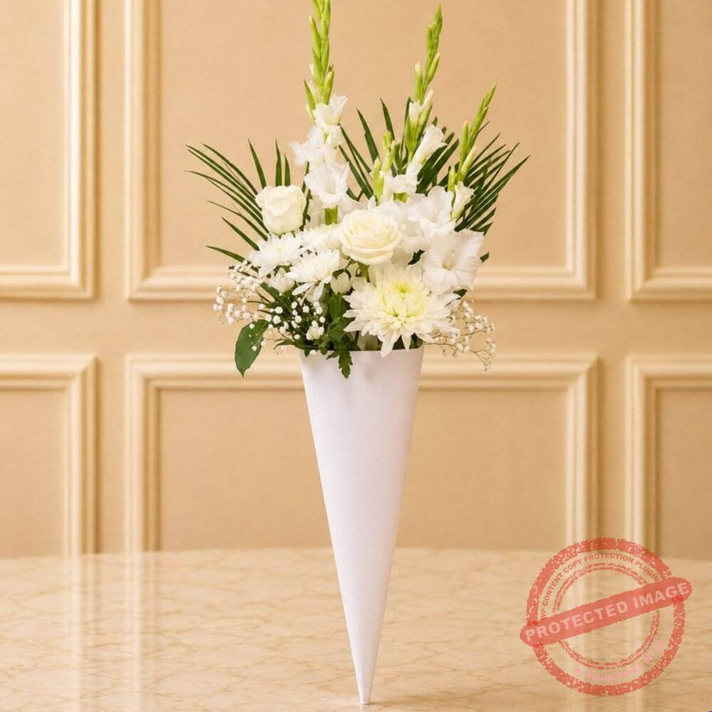 Cone of Snow Cone of Snow flower arrangement