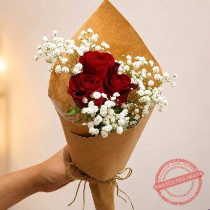 Imported Roses with Gypsophila gift delivery in Pakistan