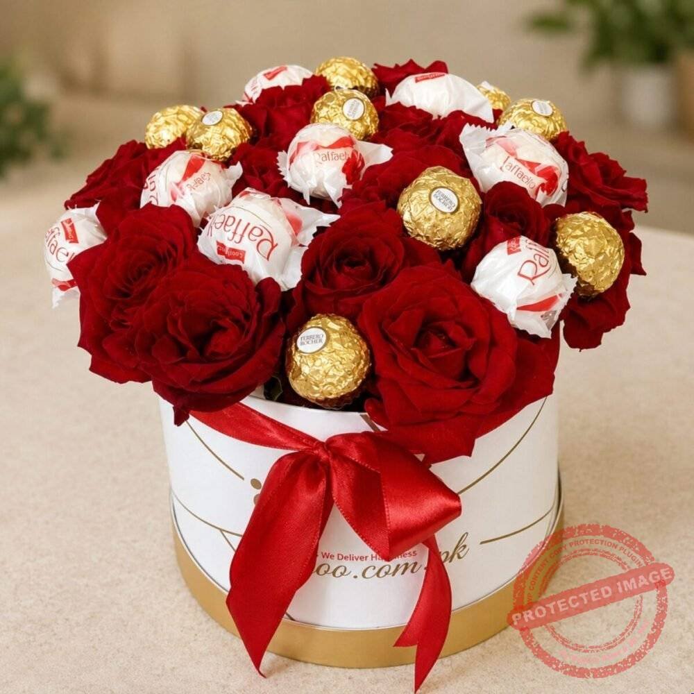 Raffaello with Flowers Round Box Raffaello with Flowers Round Box chocolate gift for Valentines Day