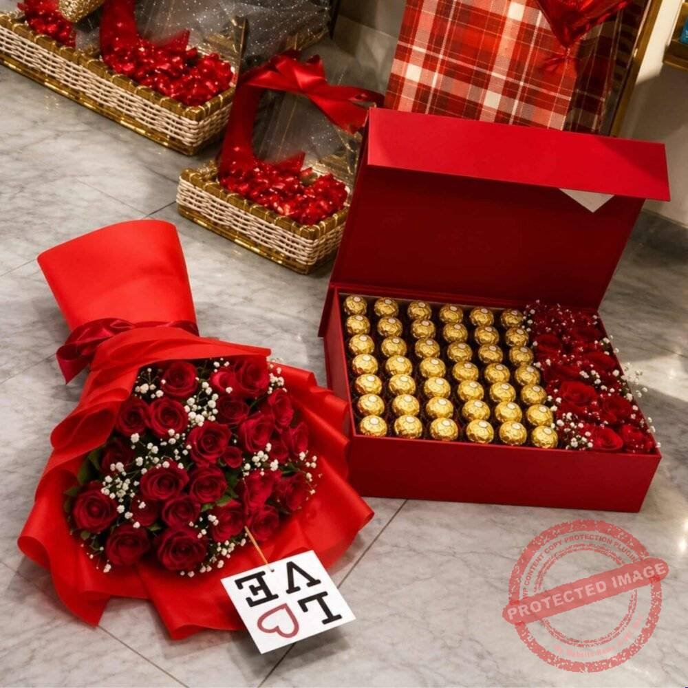 Lovely Gift with Flower Bouquet Lovely Gift with Flower Bouquet chocolate gift for Wedding