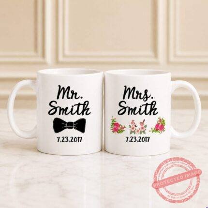 Mr. and Mrs. Name with Date Mug gift for Anniversary