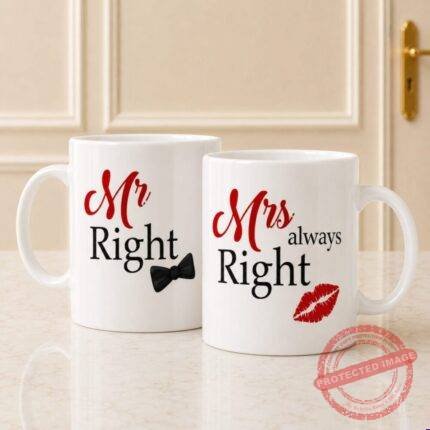 Mr and Mrs Right Mug gift for Valentines Day