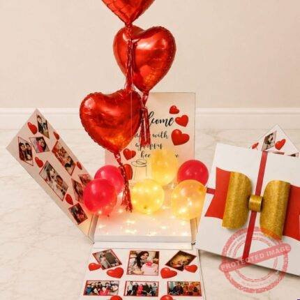 Red Foil Balloons Box gift delivery in Pakistan