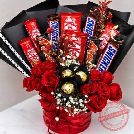 Bucket in Red Theme gift delivery in Pakistan