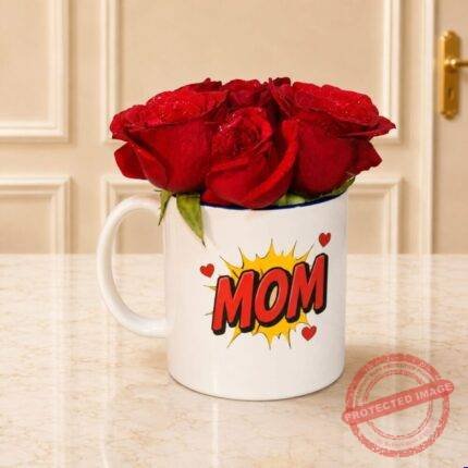 Super Mom Mug Filled with Roses in Lahore