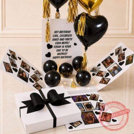 Black Theme Surprise Balloon Box gift delivery in Pakistan