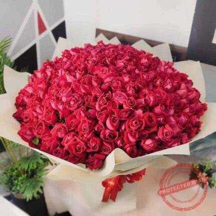 300 Local Red Roses Bouquet gift delivery in Pakistan