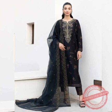 3 Piece Satin Suit – Embroidered (Unstitched) gift delivery in Pakistan