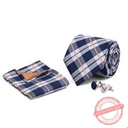 Navy Check Cufflink Tie Set gift delivery in Pakistan