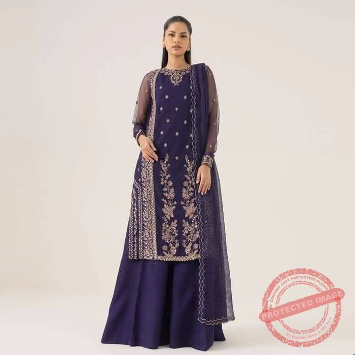 3 Piece – Embroidered Net Suit 3 Piece Embroidered Net Suit fashion gift for Eid