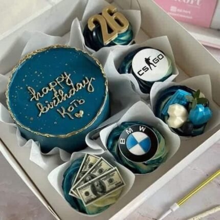 Cake with Cupcakes for Him gift delivery in Pakistan