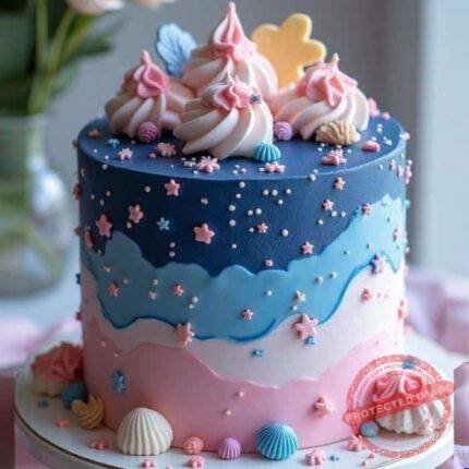 Beautiful Blue Cake gift delivery in Lahore