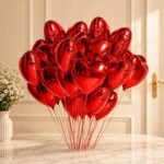 20 Red Heart Shape Foil Balloons teddy bear gift by Balloons & Candles