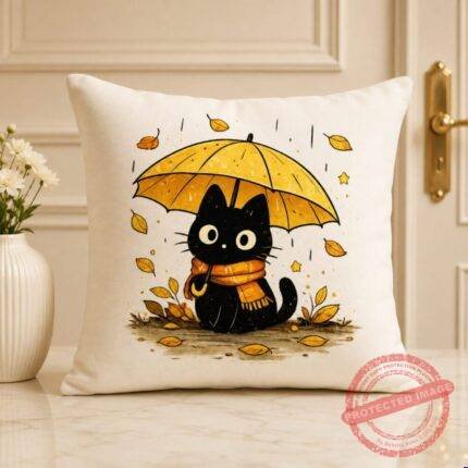 Rain Cat Cushion by Cushions