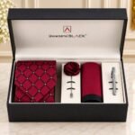 Maroon Check Men Accessories Box gift delivery in Pakistan