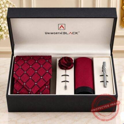 Maroon Check Men Accessories Box gift delivery in Pakistan