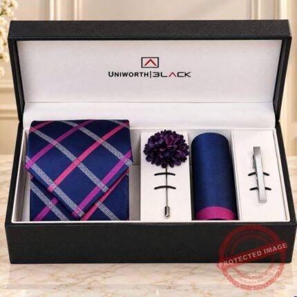 Navy/Purple Argyle Men Accessories Box gift delivery in Pakistan