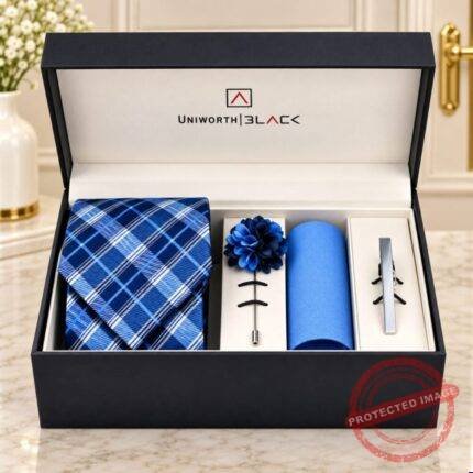 Navy Geometric Men Accessories Box gift delivery in Pakistan