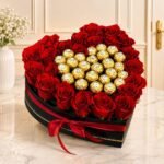 Heart with Center Rocher flower arrangement for Wedding