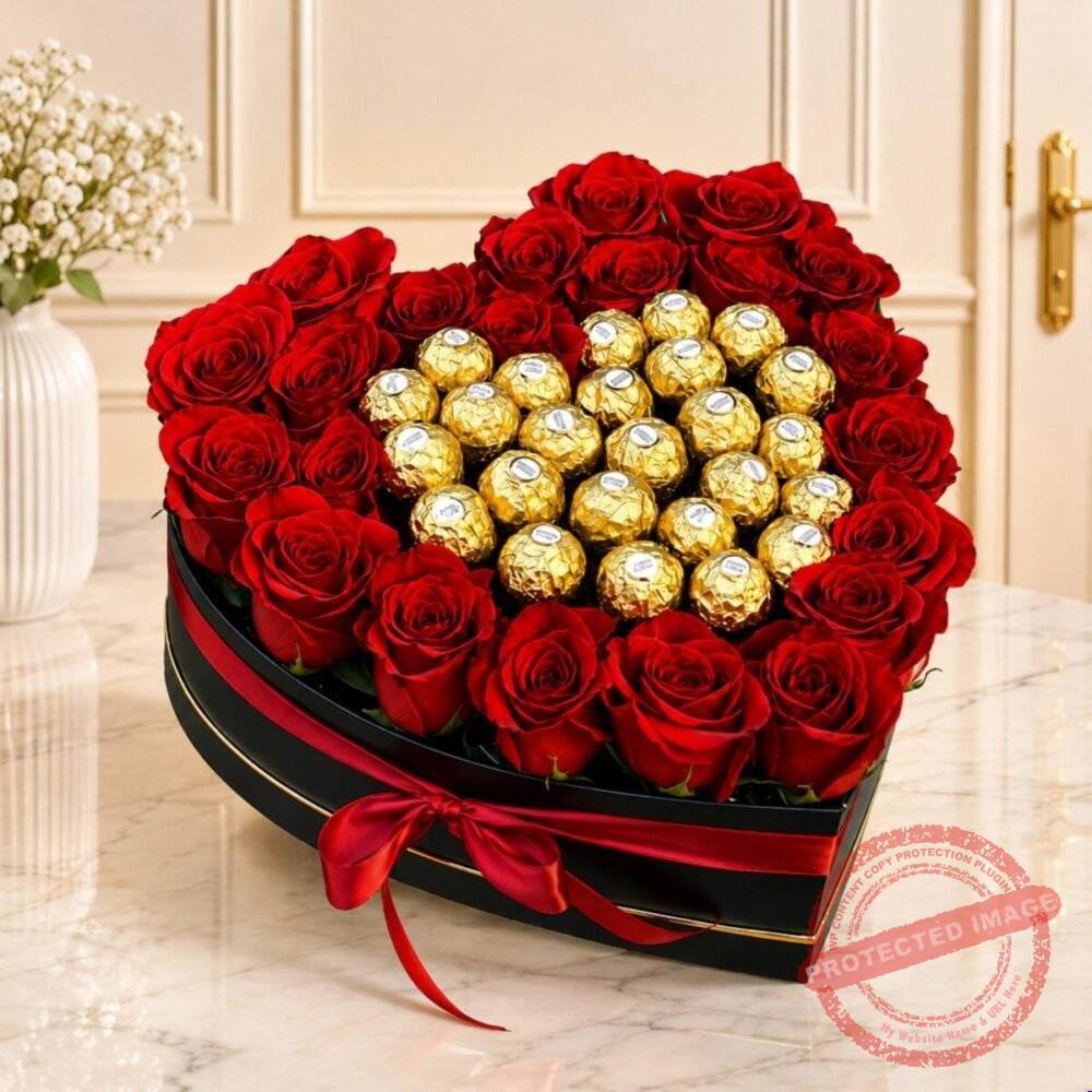Heart with Center Rocher Heart with Center Rocher flower arrangement for Wedding