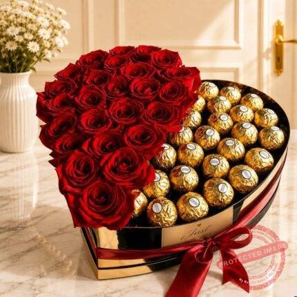 Rocher Heart Box flower arrangement for Wedding
