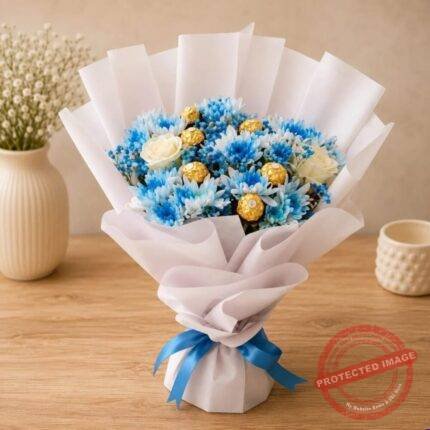 Rocher Bouquet in Blue Theme in Lahore for Sorry