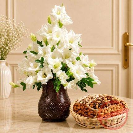 Glads with Dry Fruits Basket gift delivery in Pakistan