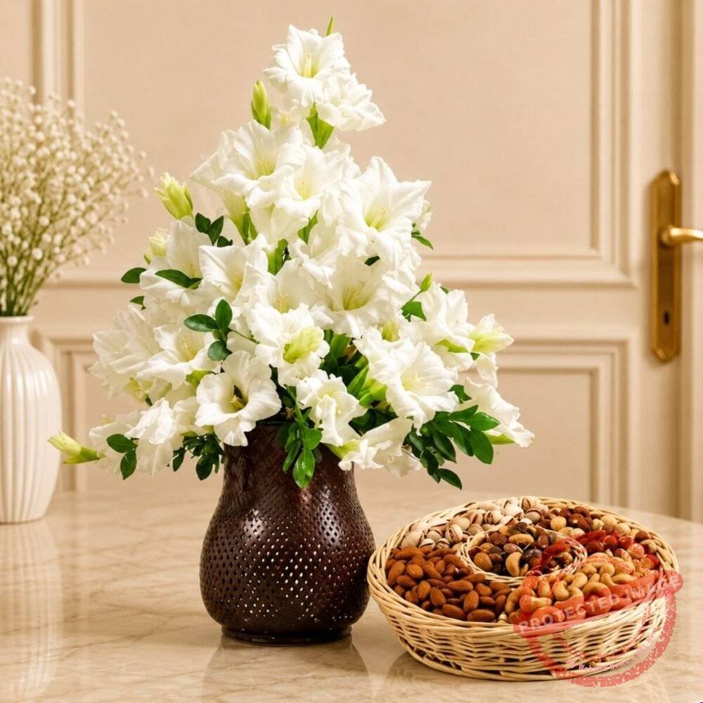 Glads with Dry Fruits Basket Glads with Dry Fruits Basket gift delivery in Pakistan