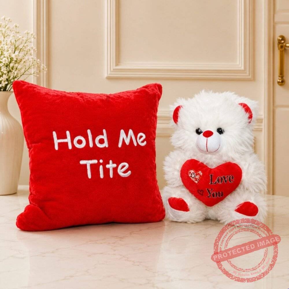 Hold Me Tight Cushion with Teddy Hold Me Tight Cushion with Teddy gift for Valentines Day