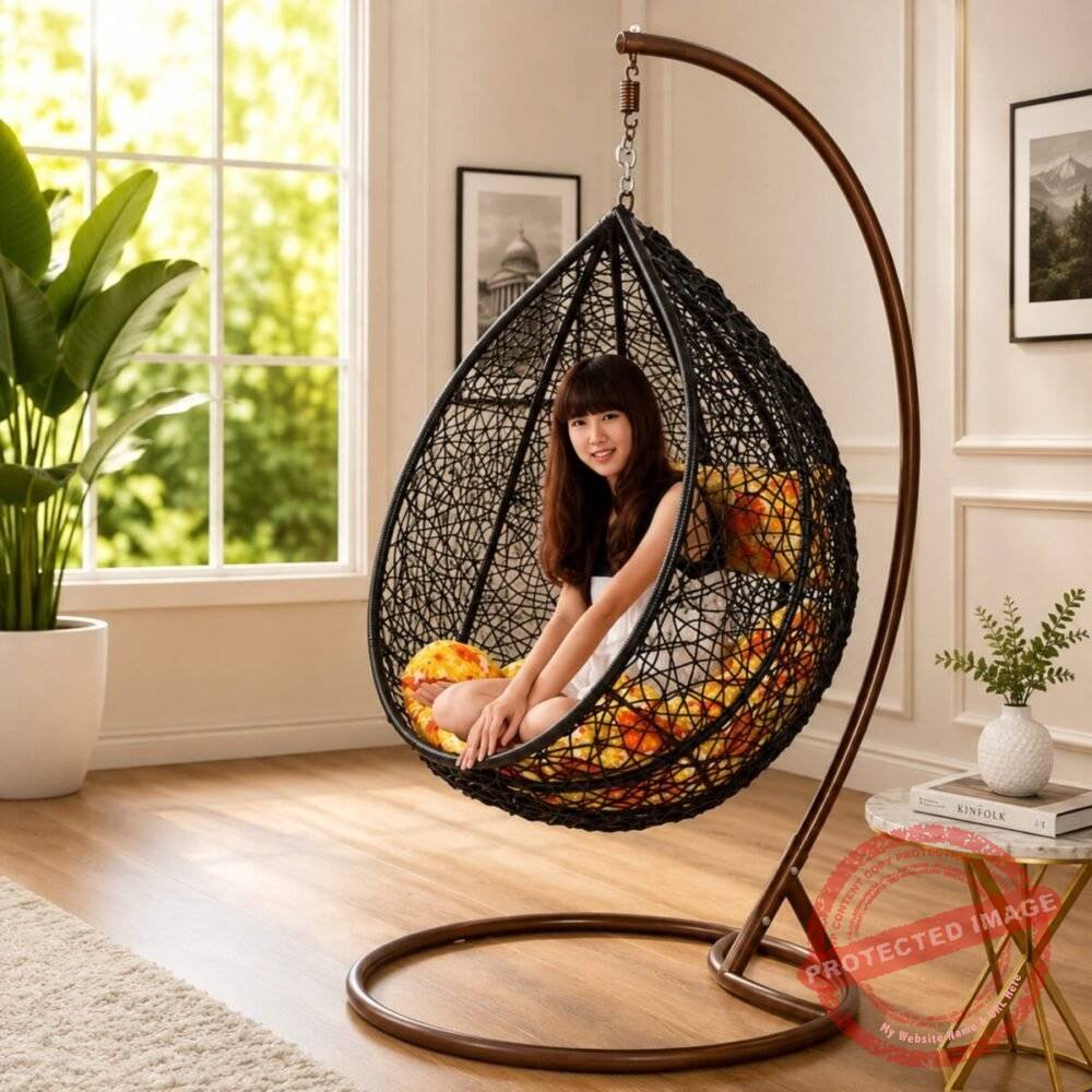 Egg Shape Hanging Swing Chair – Jhoola Stand – Cushion Egg Shape Hanging Swing Chair Jhoola Stand Cushion gift for Congratulations