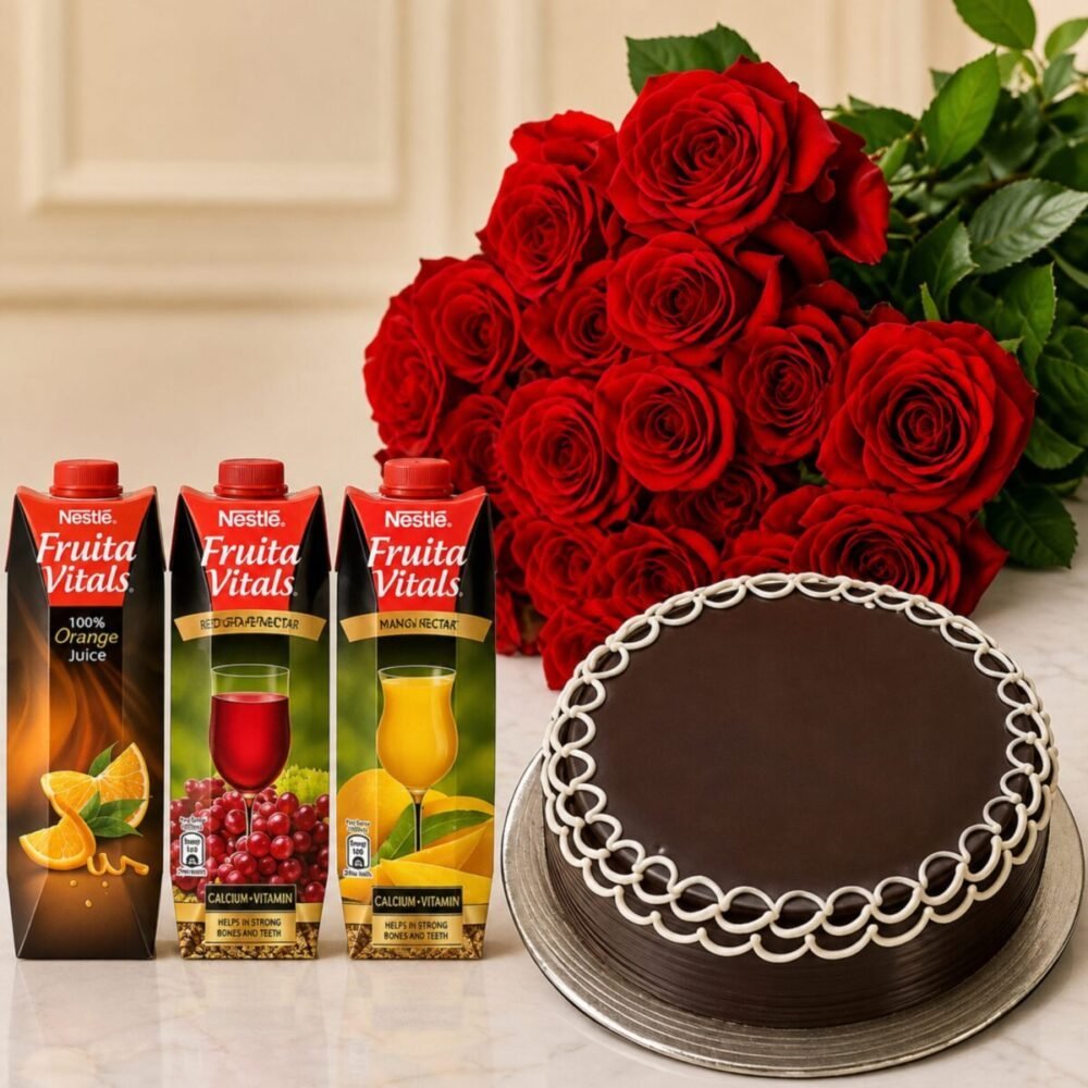 Cake Flowers with Juice Cake Flowers with Juice gift delivery in Pakistan