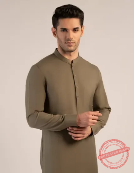Army Green Blended Unstitched Kameez Shalwar Fabric gift delivery in Pakistan