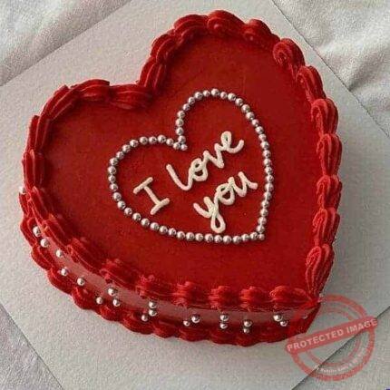 Red Love Cake by O’Clock in Lahore for Valentines Day