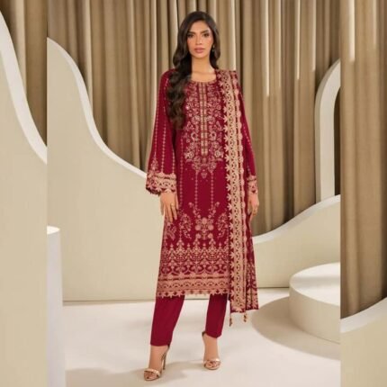 3 Piece Lawn Suit – Embroidered (Unstitched) gift delivery in Pakistan