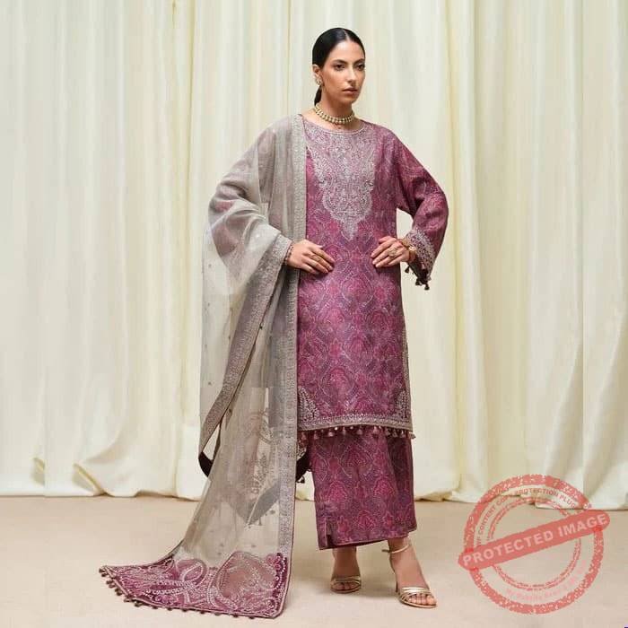 3 Piece – Embroidered Raw Silk Suit 3 Piece Embroidered Raw Silk Suit fashion gift by Ladies Dress