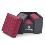 Red Geometric Cufflink Tie Set gift delivery in Pakistan