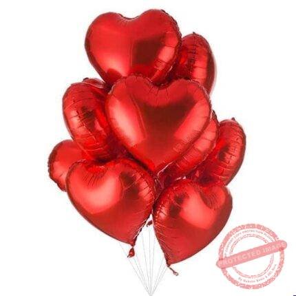 10 Red Heart Shape Foil Balloons gift delivery in Pakistan