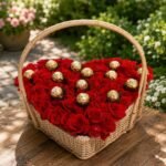 Rose and Ferrero Heart Basket in Lahore for Valentines Day
