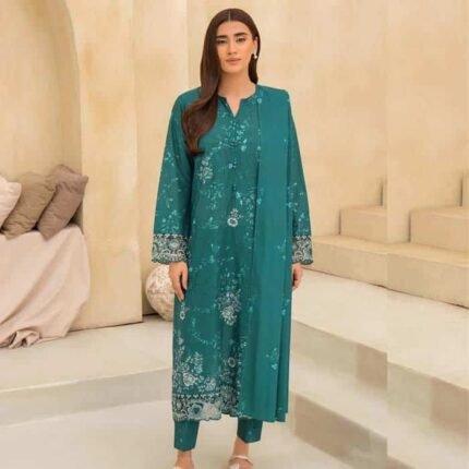 3 Piece Lawn Suit – Embroidered (Unstitched) gift delivery in Pakistan
