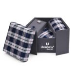 Navy Check Cufflink Tie Set gift for Fathers Day
