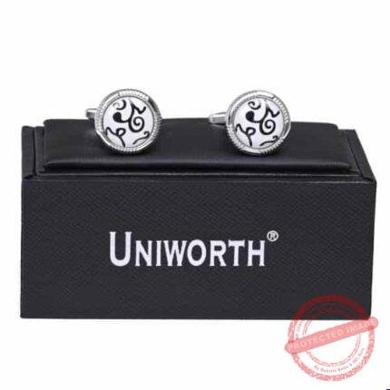 Silver/White Circle Cufflink gift delivery in Pakistan
