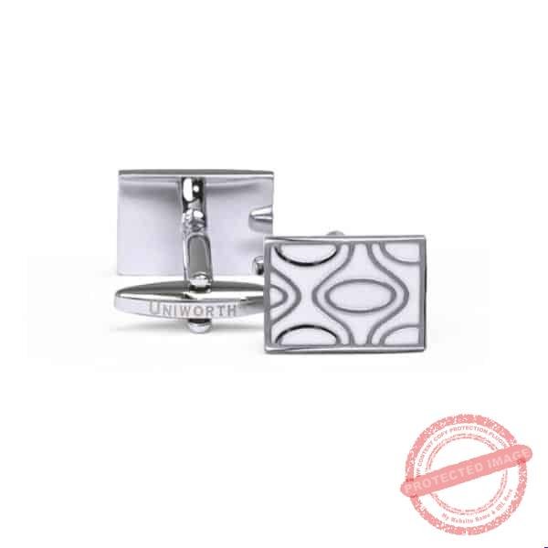 Silver/White Rectangle Cufflink Silver/White Rectangle Cufflink gift delivery in Pakistan